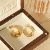 1 Pair IG Style Cool Style Irregular Geometric Polishing Plating 304 Stainless Steel 18K Gold Plated Hoop Earrings main image 3