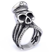 Hip-Hop Streetwear Skull 304 Stainless Steel Men's Rings sku image 2