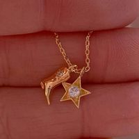 Wholesale Jewelry Hip-Hop Retro Star Boots 201 Stainless Steel Copper Gold Plated Plating Pendant Necklace main image 7