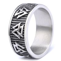 Hip-Hop Streetwear Triangle 304 Stainless Steel Carving Men's Rings main image 5
