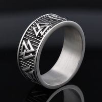 Hip-Hop Streetwear Triangle 304 Stainless Steel Carving Men's Rings main image 3
