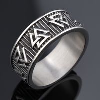 Hip-Hop Streetwear Triangle 304 Stainless Steel Carving Men's Rings main image 1