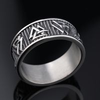 Hip-Hop Streetwear Triangle 304 Stainless Steel Carving Men's Rings main image 4