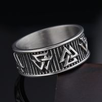 Hip-Hop Streetwear Triangle 304 Stainless Steel Carving Men's Rings main image 10