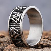 Hip-Hop Streetwear Triangle 304 Stainless Steel Carving Men's Rings main image 6