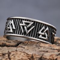 Hip-Hop Streetwear Triangle 304 Stainless Steel Carving Men's Rings main image 7