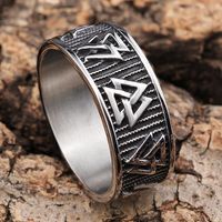 Hip-Hop Streetwear Triangle 304 Stainless Steel Carving Men's Rings main image 8
