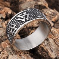 Hip-Hop Streetwear Triangle 304 Stainless Steel Carving Men's Rings main image 9