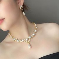 Elegant Simple Style Geometric Alloy Inlay Carving Artificial Pearls Rhinestones Women's Jewelry Set main image 5