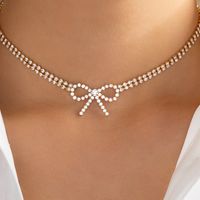 Wholesale Jewelry Elegant Lady Bow Knot Zinc Alloy Rhinestones Inlay Choker sku image 1