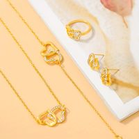 Elegant Lady Modern Style Heart Shape Alloy Inlay Rhinestones Gold Plated Women's Jewelry Set main image 4
