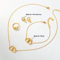 Elegant Lady Modern Style Heart Shape Alloy Inlay Rhinestones Gold Plated Women's Jewelry Set main image 2
