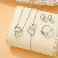 Elegant Lady Modern Style Heart Shape Alloy Inlay Rhinestones Gold Plated Women's Jewelry Set main image 5