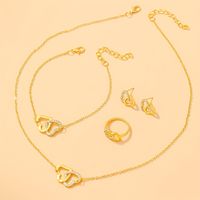 Elegant Lady Modern Style Heart Shape Alloy Inlay Rhinestones Gold Plated Women's Jewelry Set main image 6