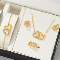 Elegant Lady Modern Style Heart Shape Alloy Inlay Rhinestones Gold Plated Women's Jewelry Set main image 1