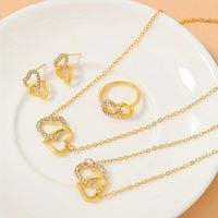 Elegant Lady Modern Style Heart Shape Alloy Inlay Rhinestones Gold Plated Women's Jewelry Set main image 8