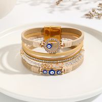 Einfacher Stil Auge Pu-Leder Inlay Künstlicher Diamant Frau Armreif main image 1