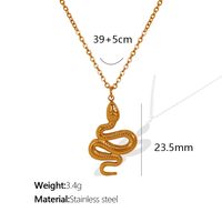 Freshwater Pearl Titanium Steel 18K Gold Plated Vintage Style French Style Modern Style Snake Pendant Necklace sku image 1