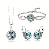 Elegant Lady Geometric Alloy Inlay Artificial Crystal Silver Plated Women's Jewelry Set main image 5