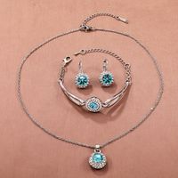 Elegant Lady Geometric Alloy Inlay Artificial Crystal Silver Plated Women's Jewelry Set main image 4