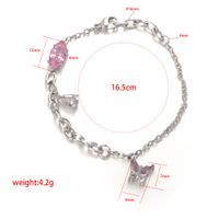 304 Stainless Steel White Gold Plated Simple Style Shiny Inlay Butterfly Horse Eye Zircon Bracelets main image 2