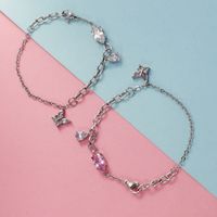 304 Stainless Steel White Gold Plated Simple Style Shiny Inlay Butterfly Horse Eye Zircon Bracelets main image 9