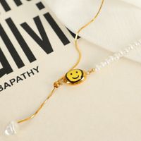 Cuentas De Plástico Acero Titanio Chapados en oro de 18k Estilo IG Estilo Coreano Cara Sonriente Collar Colgante main image 3