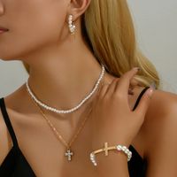 IG Style Simple Style Cross Alloy Pearl Inlay Rhinestones Women's Jewelry Set main image 1