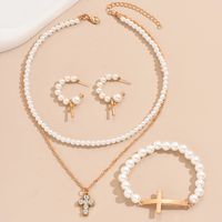 Style IG Style Simple Traverser Alliage Perle Incruster Strass Femmes Ensemble De Bijoux main image 4