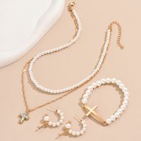 IG Style Simple Style Cross Alloy Pearl Inlay Rhinestones Women's Jewelry Set main image 5
