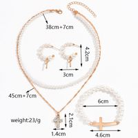 IG-Stil Einfacher Stil Kreuzen Legierung Perle Inlay Strasssteine Frau Schmuck-Set main image 9