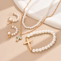 IG Style Simple Style Cross Alloy Pearl Inlay Rhinestones Women's Jewelry Set main image 6