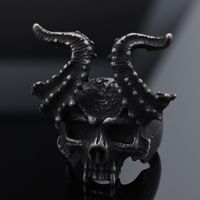 Hip-Hop Streetwear Skull 304 Stainless Steel Carving Men's Rings main image 4