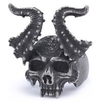 Hip-Hop Streetwear Skull 304 Stainless Steel Carving Men's Rings main image 3