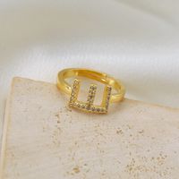 Copper Gold Plated Basic Classic Style Commute Plating Inlay Letter Zircon Open Rings sku image 5