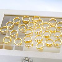 Copper Gold Plated Basic Classic Style Commute Plating Inlay Letter Zircon Open Rings main image 1