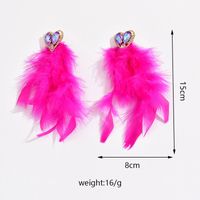 1 Pair Exaggerated Novelty Cool Style Heart Shape Inlay Artificial Feather Alloy Rhinestones Drop Earrings main image 7