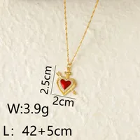 Copper 14K Gold Plated Hip-Hop Vintage Style Simple Style Inlay Heart Shape Arrow Zircon Pendant Necklace main image 2