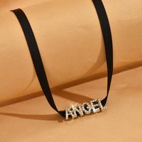 Wholesale Jewelry Simple Style Shiny Letter Alloy Cloth Rhinestones Inlay Choker main image 5