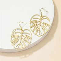 1 Pair Pastoral Simple Style Leaf Plating Hollow Out Alloy 18K Gold Plated Drop Earrings main image 3