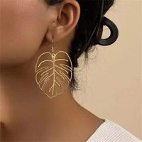 1 Pair Pastoral Simple Style Leaf Plating Hollow Out Alloy 18K Gold Plated Drop Earrings main image 2