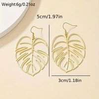 1 Pair Pastoral Simple Style Leaf Plating Hollow Out Alloy 18K Gold Plated Drop Earrings main image 4