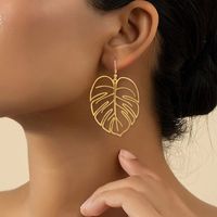 1 Pair Pastoral Simple Style Leaf Plating Hollow Out Alloy 18K Gold Plated Drop Earrings main image 6