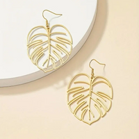1 Pair Pastoral Simple Style Leaf Plating Hollow Out Alloy 18K Gold Plated Drop Earrings main image 5