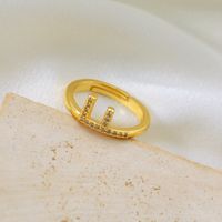 Copper Gold Plated Basic Classic Style Commute Plating Inlay Letter Zircon Open Rings sku image 6