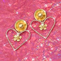 1 Pair Elegant Lady Geometric Heart Shape Inlay Alloy Rhinestones Drop Earrings sku image 1
