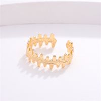 Copper K Gold Plated Elegant Cute Lady Hollow Out Inlay Leaf Circle Round Zircon Open Rings main image 5