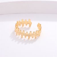 Copper K Gold Plated Elegant Cute Lady Hollow Out Inlay Leaf Circle Round Zircon Open Rings main image 7