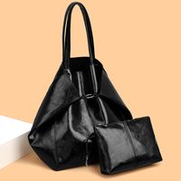 Women's Basic Classic Style Solid Color Pu Leather Shopping Bags main image video