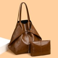 Women's Basic Classic Style Solid Color Pu Leather Shopping Bags main image 3